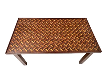 Pair of Mid-Century Modern Side Tables with Mosaic Inlaid Tops, 1960s